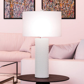Mid-Century-Modern Table Lamp 16.5''W x 16.5''D x 30''H, White Finish
