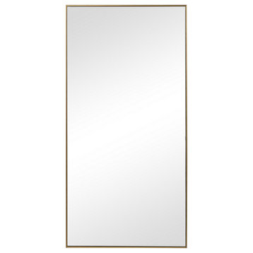 Rectangular Shape Thin Polystyrene Frame Mirror, Gold