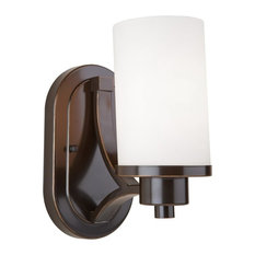 Parkdale 1-Light Oil Rubbed Bronze White Glass Wall Bracket