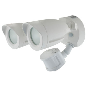 LED Security Light - Dual Head - Motion Sensor Included - White Finish - 3000K