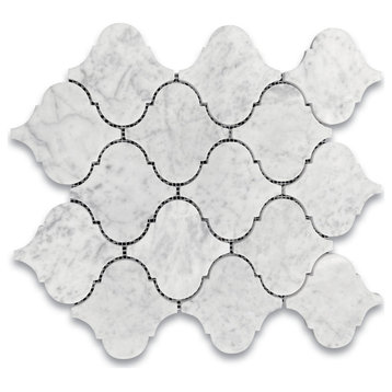 Carrara Marble Arabesque Baroque Lantern Mosaic Tile Venato Honed Big, 1 sheet