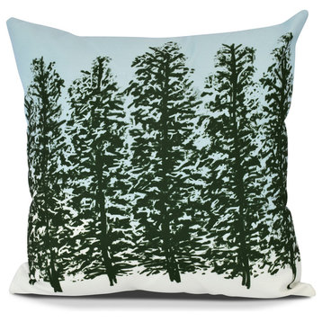 Hidden Forrest, Floral Print Outdoor Pillow, Green, 18" x 18"