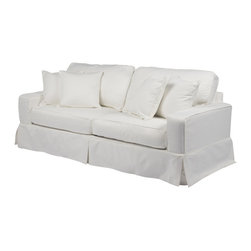 Sunset Trading Americana Slipcovered Loveseat  - Performance White - Slipcovers And Chair Covers