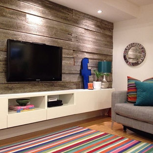 Modelo de sótano en el subsuelo moderno, pequeño, sin chimenea, con paredes blancas