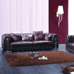 Genuine Italian Leather 3 PC Tufted Living Room Set (Sofa, Chaise and Chair) - Sofas