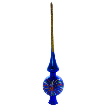 inchFireworksinch Vintage Glass Christmas Mini Tree Topper (blue, glossy)
