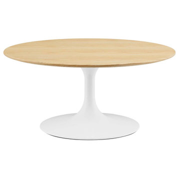 Coffee Table, Round, Natural Brown White, Metal, Modern, Lounge Hospitality
