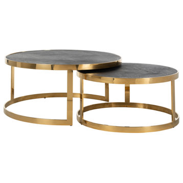 Round Gold Nesting Coffee Table | OROA Blackbone