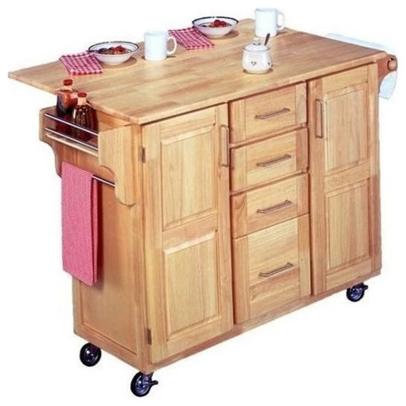 Homestyles General Line Wood Rolling Kitchen Cart in Brown