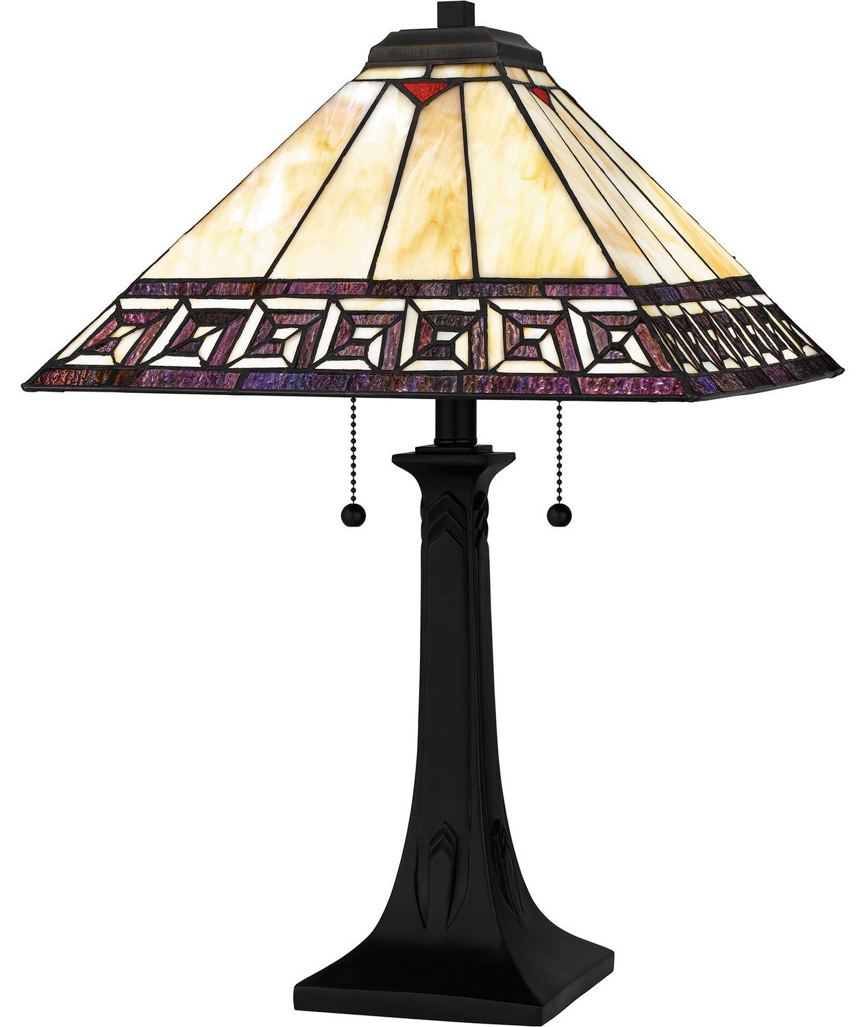 Tiffany Two Light Table Lamp in Matte Black - Craftsman - Table Lamps ...