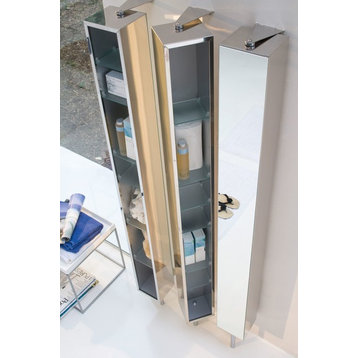 WS Bath Collections Pika 51506 63" Single Door Revolving Mirrored - Stainless