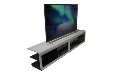 Gecko TV Stand Cabinet Sleek Gloss White A272-2 (Double)