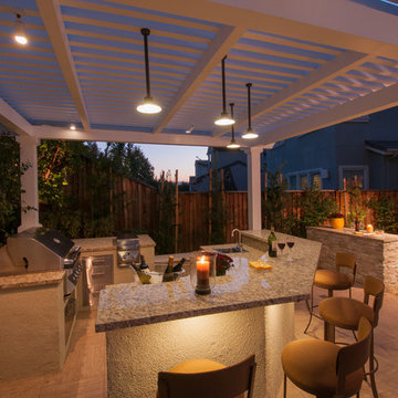 Night Lights for Outdoor Kitchen and Pergola in Refined Relaxation
