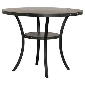48" Round Wood Counter Height Table With Flared Legs, Gray