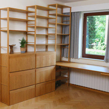 Oak desk highlight · Bureau de salon
