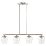 Livex Lighting - Willow 4 Light Brushed Nickel Linear Chandelier - This four light linear chandelier from the willow collection has understated elegance. It features minimal details, clear curved glass with a brushed nickel finish and can fit into any decor.
