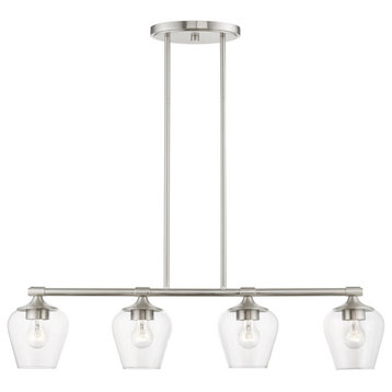 Willow 4 Light Brushed Nickel Linear Chandelier