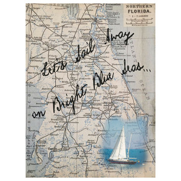General Coastal 'Let's Sail Away' Graphic Art on Wrapped Canvas