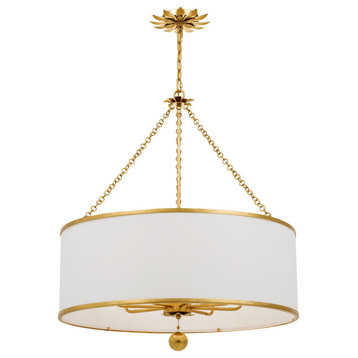 Crystorama 515-GA 8 Light Chandelier in Antique Gold with Silk