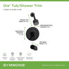 Symmons Dia Tub and Shower Faucet Trim Kit, Wall Mounted, Matte Black
