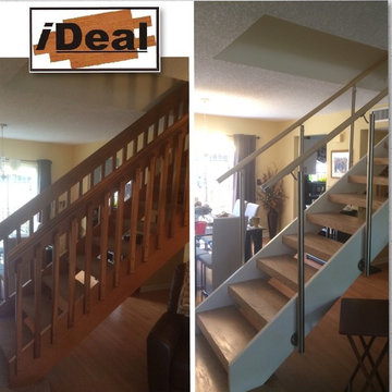 ReFace Red Oak Staircase w/Stainless Steel Rails