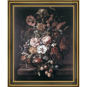 Rachel Ruysch Bouquet In A Glass Vase Framed Premium Canvas Print