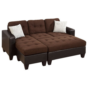 Poundex Furniture All in one Fabric Sectional in Chocolate Color