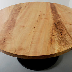 Round Maple Dining Table Black Base, Natural Top - Dining Tables