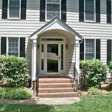 Front porch portico, fiiber cement siding replacement