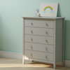 Simplicity Wood 5-Drawer Chest, Dove Gray, Dove Gray