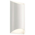 Kichler - Kichler Wesley Outdoor LED 2-Light LED Wall-Light 49279WHLED, White - Wesley 2 Light LED Outdoor Wall Light mirrors the lines and shapes found on your contemporary home. The half-moon silhouette at top and bottom is lined with etched glass to shed brilliant light. To finish this sleek look our Wall Light is finished with Architectural White.