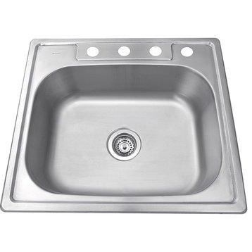 Nantucket Sinks 25" Rectangle Drop-In Kitchen Sink, 18 Gauge, Brushed Satin