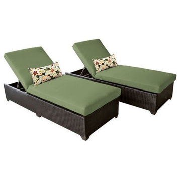 TK Classics Belle Chaise Outdoor Wicker Patio Furniture in Cilantro (Set of 2)