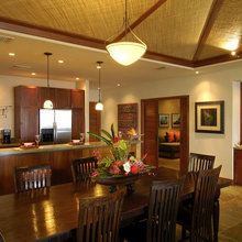 chandelier over dining table