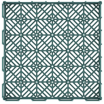 Multipurpose Indoor/Outdoor Flooring Interlocking Tiles, Green, Set of 6