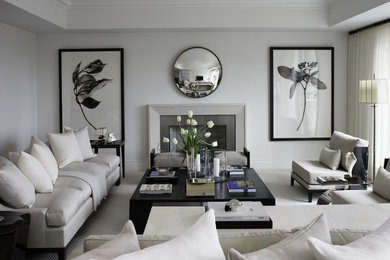 Example of a mid-sized trendy formal and open concept living room design in Los Angeles