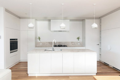Large modern u-shaped kitchen pantry in Canberra - Queanbeyan with with island.
