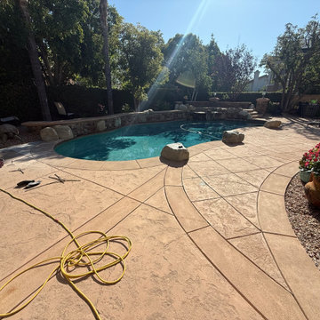 Pool Deck Concrete Staining and Restoration in Newbury Park, CA