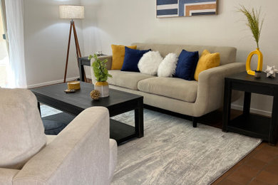Mid-century modern living room photo in Austin