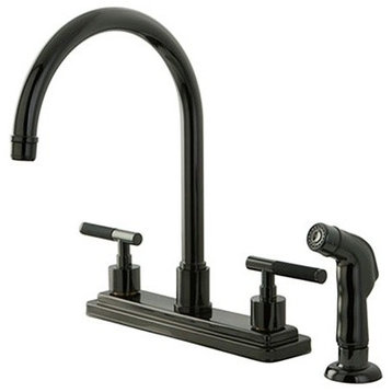 Kingston Brass Centerset Kitchen Faucet, Black Stainless Steel