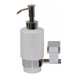 Iris wall soap dispenser. White-polished chrome. - Toilet Accessories