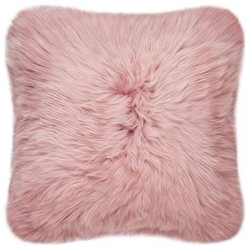 Eclectic Sheepskin Double-Sided Pillow, Rosa, 18"x18"