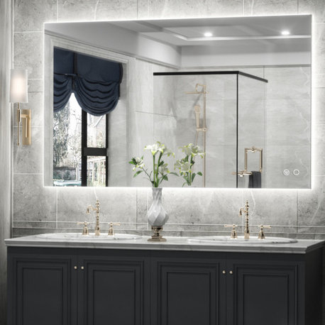 Backlit 3-Color LED Mirror for Bathroom, Anti-Fog Dimmable, 24x40