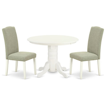 3-Piece Round 42" Table, 2 Parson Chair-Dark Shitake