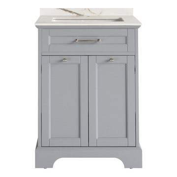 24 inch Gray Single Sink Vanity Base