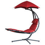 Vivere Ltd. - The Original Dream Chair, Cherry Red - Vivere brings you the Original Dream Chair - the ultimate choice for backyard lounging. An inspiring design that allows you to enjoy your backyard as you dream up your next vacation or simply relax in comfort while sipping a cool drink after a long hard day of work. This exceptional chair cushion is made with high grade spun polyester and approximately 2 inches of foam. The foam pillow is another added benefit that supports your head for an afternoon siesta. The base is designed with 4 legs for added sturdiness and each leg is capped with a rubber foot. Easy to assemble.