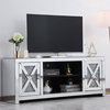 Elegant Decor Modern 2 Door 59" Clear Silver Crystal Mirrored TV Stand