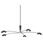 Troy Lighting - Leo 5 Light Pendant Satin Black Frame - Minimalism with presence, Leo has a clean, sculptured look that fills a space. Rounded shades suspend from sprawling metal arms, all in a soft black finish. The three-bulb chandelier is over six-and-a-half feet in diameter and the six-bulb chandelier is seven feet in diameter. The shades rotate to create a customized lighting plan. This expansive fixture will bring stunning style to any large space.