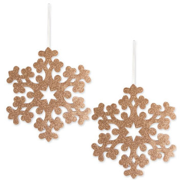 DII Modern Foam Hanging Snowflake with Glitter in Gold (Set of 2)