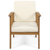 GDF Studio Ray Acacia Outdoor Acacia Wood Club Chairs, Set of 2, Brown Patina Finish/Cream